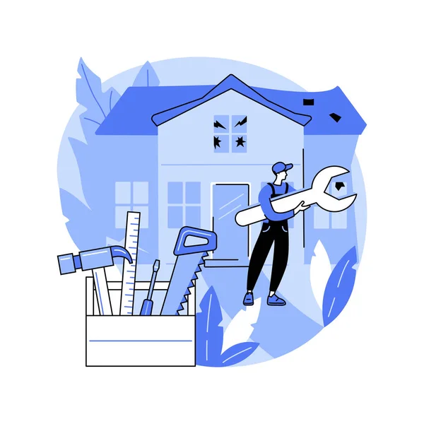 House Rehab Isolated Cartoon Vector Illustrations Group House Flippers Repairing — 스톡 벡터