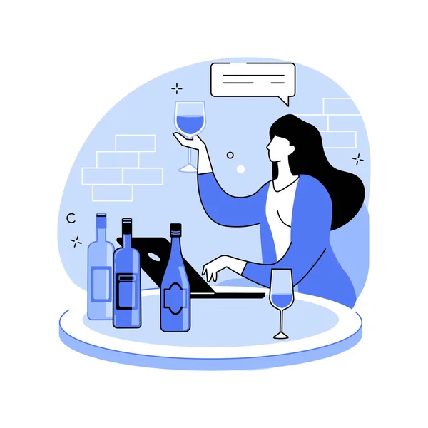 Wine Tasting Class Isolated Cartoon Vector Illustrations Young Smiling Woman — Stock vektor