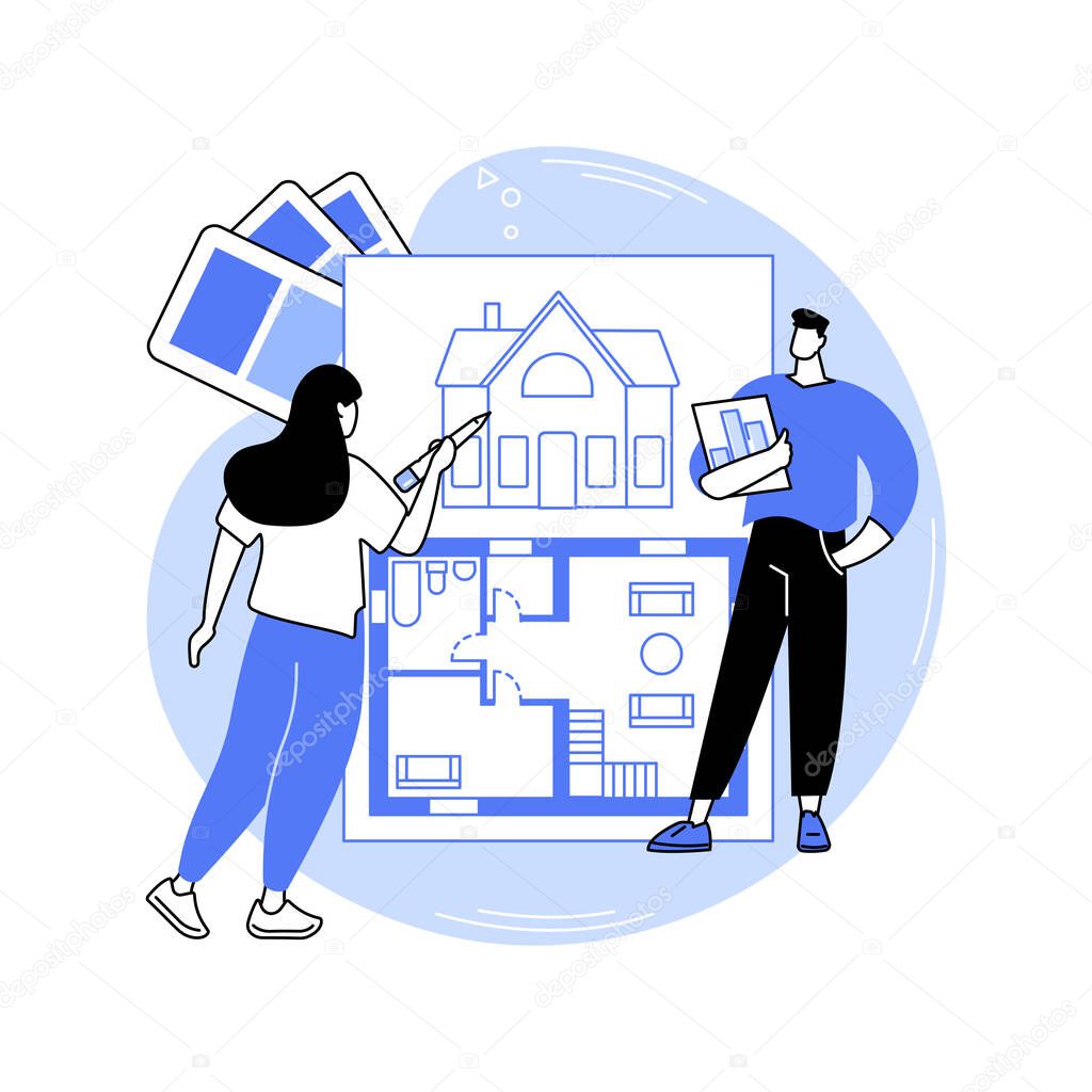 Home staging design isolated cartoon vector illustrations. Home staging industry workers dealing with real estate design project, small business, apartment renovation vector cartoon.