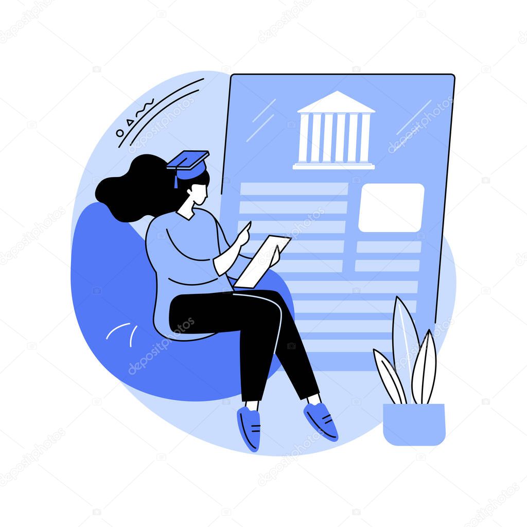 Guidebooks and magazines isolated cartoon vector illustrations. Young future student girl holding catalog when choosing college, admission process, school graduate lifestyle vector cartoon.