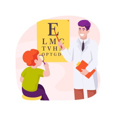 Ophthalmologist isolated cartoon vector illustration. Pediatric ophthalmologist, family health, children eye doctor, child healthcare, optometrist, eyesight check, clinic visit vector cartoon.