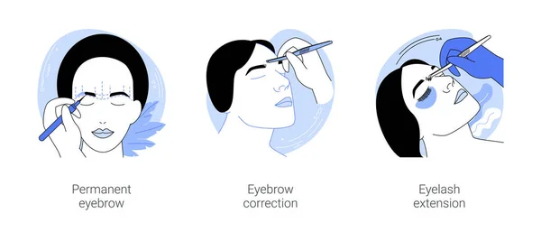 Eyebrow Salon Isolated Cartoon Vector Illustrations Set Brow Specialist Making — Vettoriale Stock