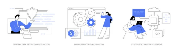 Digitale Transformatie Abstract Concept Vector Illustratie Set Algemene Verordening Gegevensbescherming — Stockvector