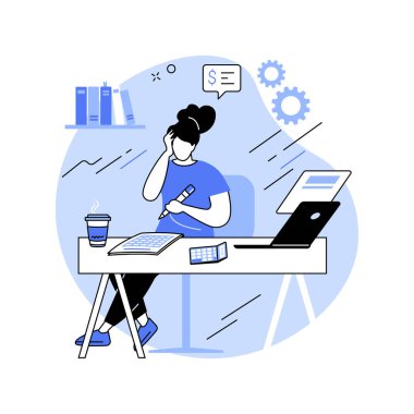 Kağıt form doldurma izole çizgi film vektör çizimleri. Profesyonel muhasebeci bir mali rapor hazırlar, vergi formları, bütçe hizmetleri, bir belge vektör karikatürü hazırlar..