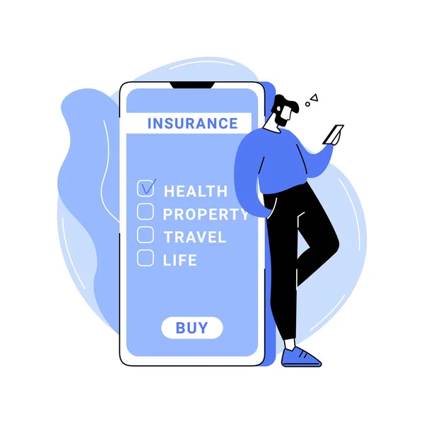 Achat Assurance Ligne Isolé Illustrations Vectorielles Dessins Animés Homme Achetant — Image vectorielle