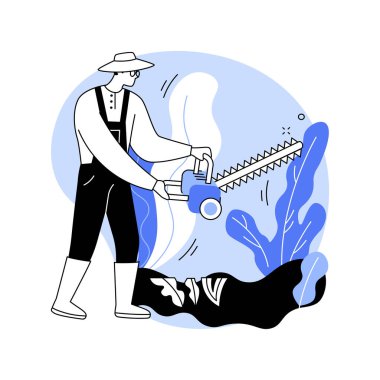 Yeşil gübreler karikatür vektör çizimlerini izole etti. Tarladaki yeşil gübrelerle uğraşan çiftçi, çıplak toprağı, modern tarımı, organik tarım vektör karikatürünü kaplayacak bitkiler ekiyor..