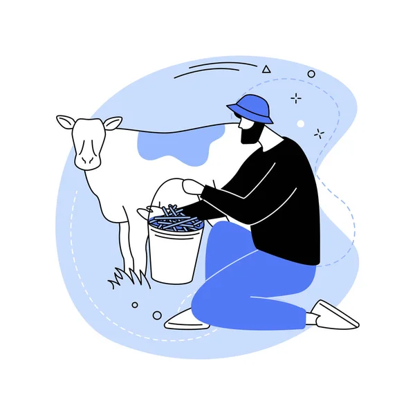 호르몬 항생제의 음식은 삽화에 고립되어 농부들은 유기농 만화에서 가축을 기르고 — 스톡 벡터