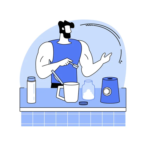 Protein Shake Isolated Cartoon Vector Illustrations Muscular Body Man Makes — Vector de stock