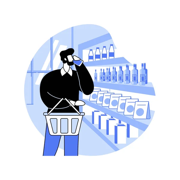 Modern Supermarket Isolated Cartoon Vector Illustrations Busy Man Basket Buying — Vector de stock