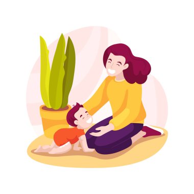 İzole edilmiş çizgi film çizimleri. Bebek gelişimi kilometre taşı, yuvarlan ve sürün, bebek hareket becerileri, kreş, çocuk bakımı, erken çocukluk vektör karikatürü.