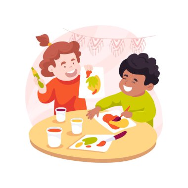 Bebek karalaması, izole edilmiş çizgi film çizimi. El ve parmak geliştirme egzersizi, çizim yapmayı öğrenme, kağıda karalama, kreş, erken çocukluk vektör karikatürü..