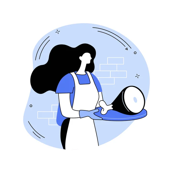 High Quality Meet Isolated Cartoon Vector Illustrations Woman Holding Plate — Wektor stockowy