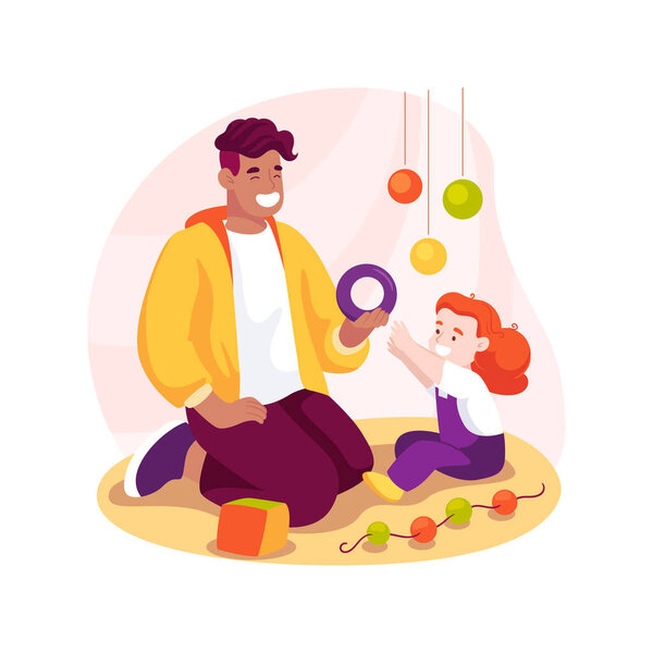 Baby grasping objects isolated cartoon vector illustration. Baby reaching for object, infant grasping toy, hand and finger movement, kindergarten, daycare center, play and learn vector cartoon.