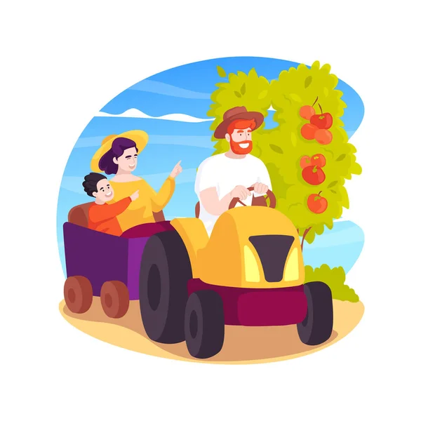 Tracteur Agricole Voyage Train Illustration Vectorielle Dessin Animé Isolé Tracteur — Image vectorielle