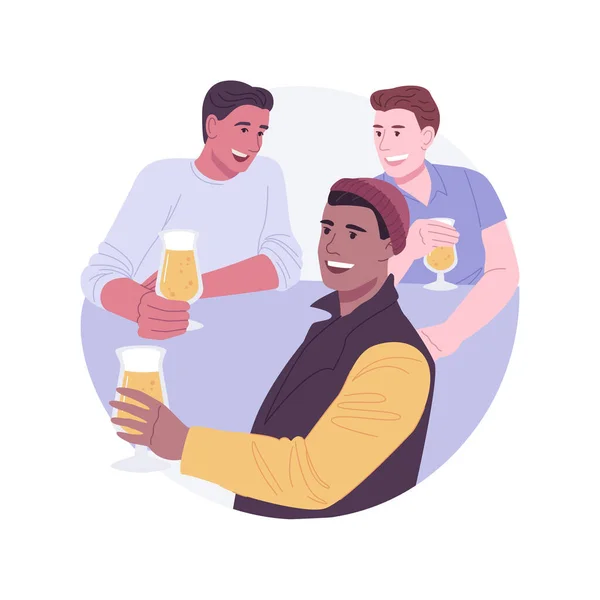 Pub Isolado Ilustrações Vetoriais Desenhos Animados Jovens Amigos Bebem Cerveja —  Vetores de Stock
