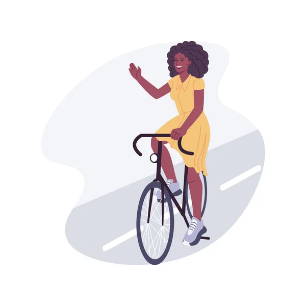 Ciclismo Pista Ilustraciones Vectoriales Dibujos Animados Aislados Chica Sonriente Ciclismo — Vector de stock