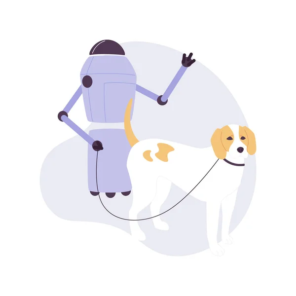 Dog Walking Robot Isolado Desenhos Animados Ilustrações Vetoriais Cão Bonito — Vetor de Stock