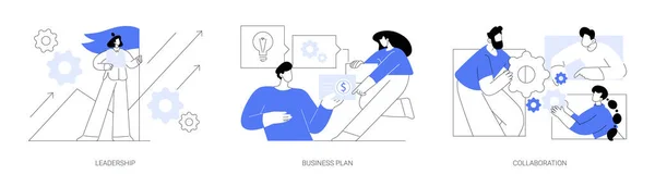 Startup Development Abstract Concept Vector Illustration Set Leadership Business Plan — Stock Vector