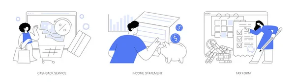 Finanční Bilance Dokumentuje Abstraktní Koncepční Vektorovou Ilustraci Cashback Servis Výsledovka — Stockový vektor