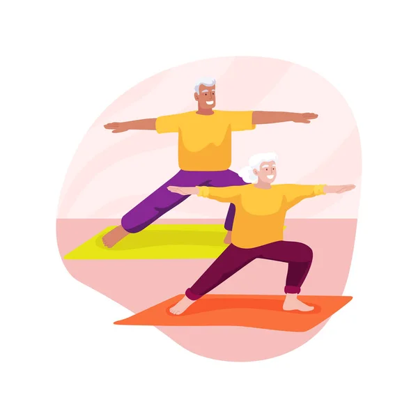 Yoga Para Personas Mayores Ilustración Vectorial Dibujos Animados Aislados Personas — Vector de stock