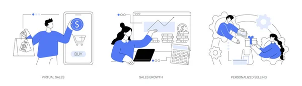 Försäljningschef Abstrakt Koncept Vektor Illustration Set Virtuell Försäljning Klientdatabastillväxt Personlig — Stock vektor