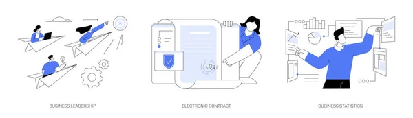Bedrijfsbeheer Abstract Concept Vector Illustratie Set Bedrijfsleiderschap Elektronisch Contract Financieel — Stockvector