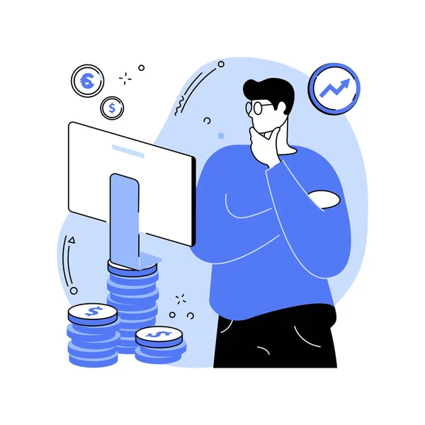 Learn Invest Isolated Cartoon Vector Illustrations Man Looking Monitor Investing — 스톡 벡터