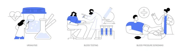 Exame Clínico Conjunto Ilustração Vetorial Conceito Abstrato Urinálise Análise Sangue — Vetor de Stock