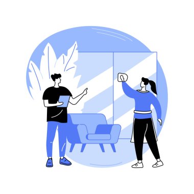 Otel çalışanları izole edilmiş çizgi film çizimleri eğitiyorlar. Otel müdürü eğitim personeli, konukseverlik işi, profesyonel insanlar, otel servisi, oda yönetimi yönetim vektör karikatürü.