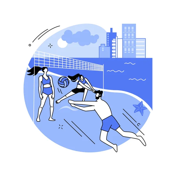 Пляжний Волейбол Ізольований Мультфільм Векторні Ілюстрації Група Людей Грає Волейбол — стоковий вектор
