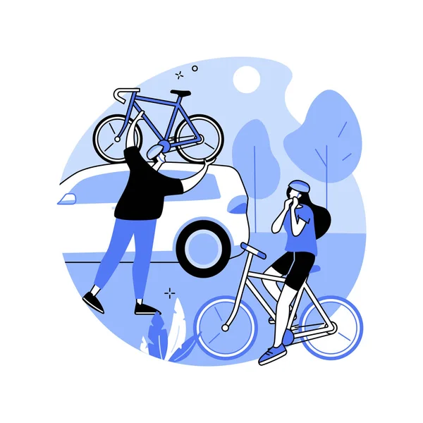 Auf Einer Fahrradtour Isolierte Cartoon Vektor Illustrationen Paar Bereitet Sich — Stockvektor