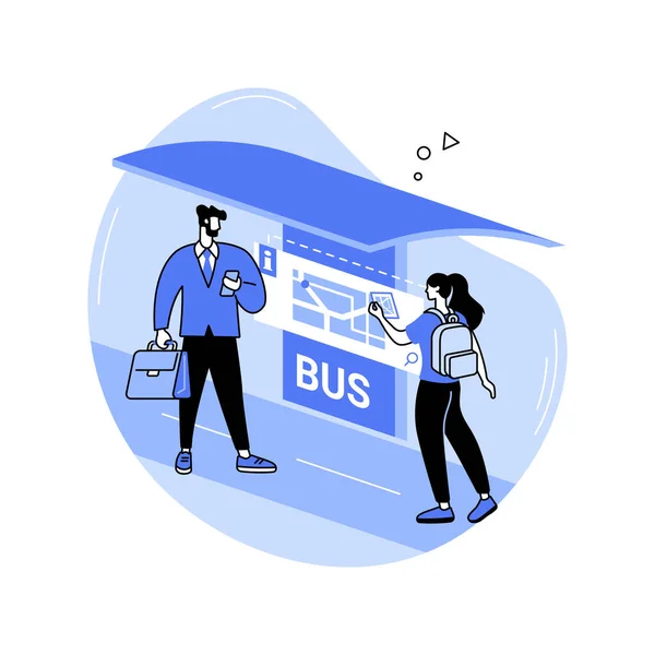 Smart Bus Stop Ilustraciones Vectoriales Dibujos Animados Aislados Grupo Personas — Archivo Imágenes Vectoriales