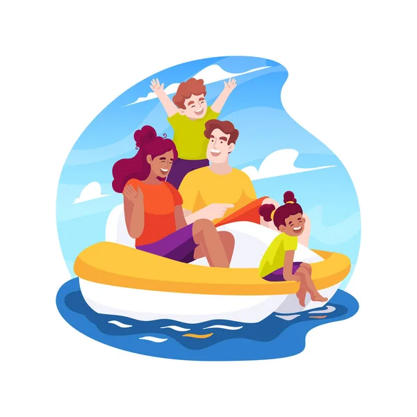 Pedal Boat Isolated Cartoon Vector Illustration Family Riding Small Catamaran — Stock Vector