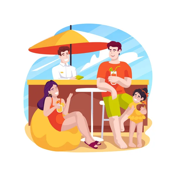 Beach Bar Isolated Cartoon Vector Illustration Parents Kids Sitting Beach — Image vectorielle