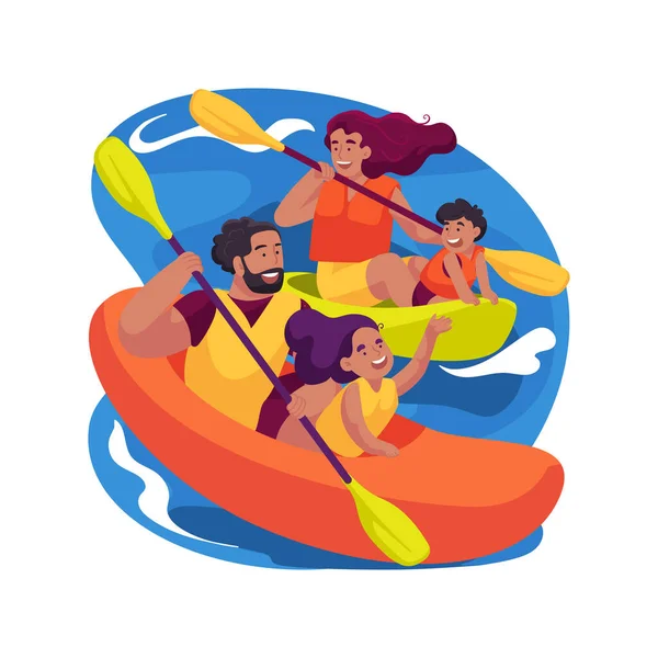 Kayaking Isolated Cartoon Vector Illustration Father Mother Sitting Two Kaykaks — Stock Vector