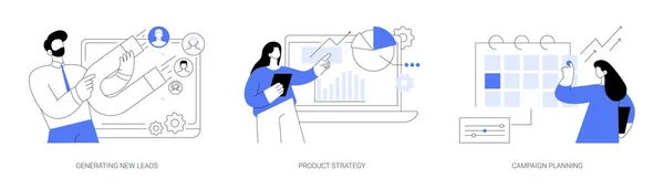 Strategia Vendita Concetto Astratto Set Illustrazione Vettoriale Generazione Nuovi Lead — Vettoriale Stock