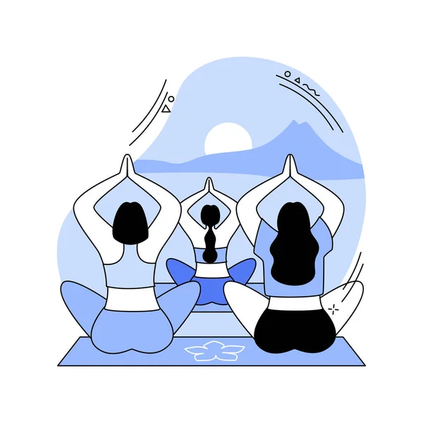 Yoga Tour Illustrations Vectorielles Dessins Animés Isolés Groupe Personnes Faire — Image vectorielle