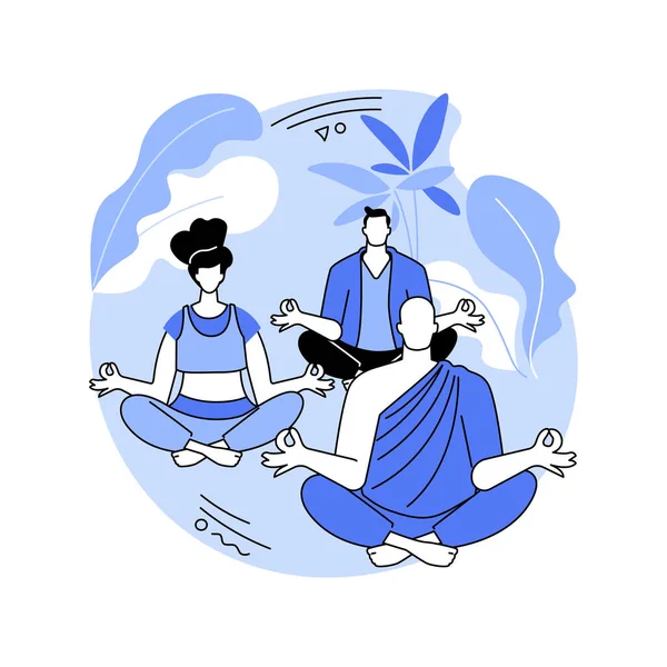 Медитация Випассаны Изолированные Карикатурные Векторные Иллюстрации Люди Делают Буддийскую Медитацию — стоковый вектор