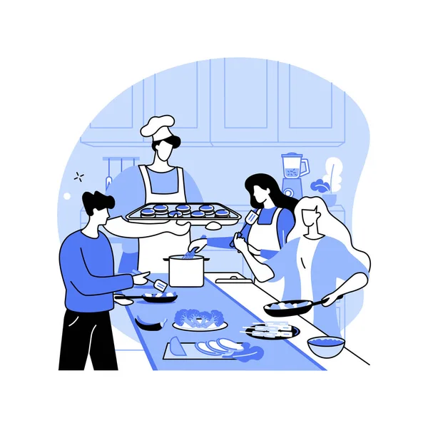 Chef Masterclass Απομονωμένη Εικονογράφηση Φορέα Κινουμένων Σχεδίων Άνθρωποι Μαγειρεύουν Στο — Διανυσματικό Αρχείο