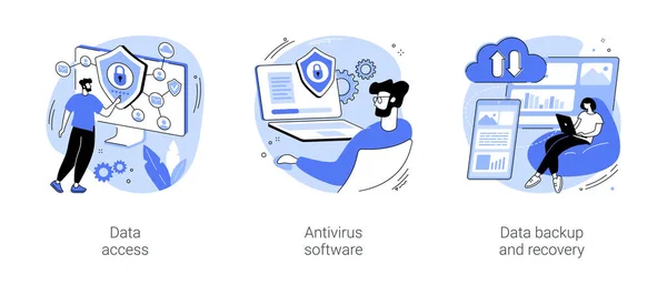 Prevención Pérdida Datos Conjunto Ilustraciones Vectoriales Dibujos Animados Aislados Acceso — Archivo Imágenes Vectoriales