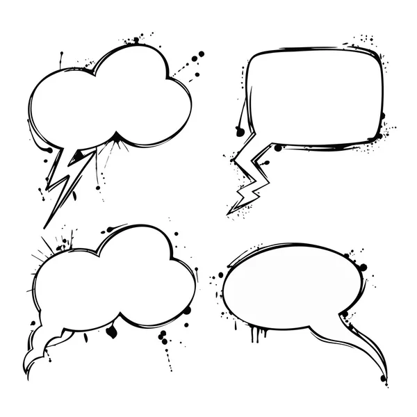 Set of vector chat ink grunge bubbles — Stock Vector