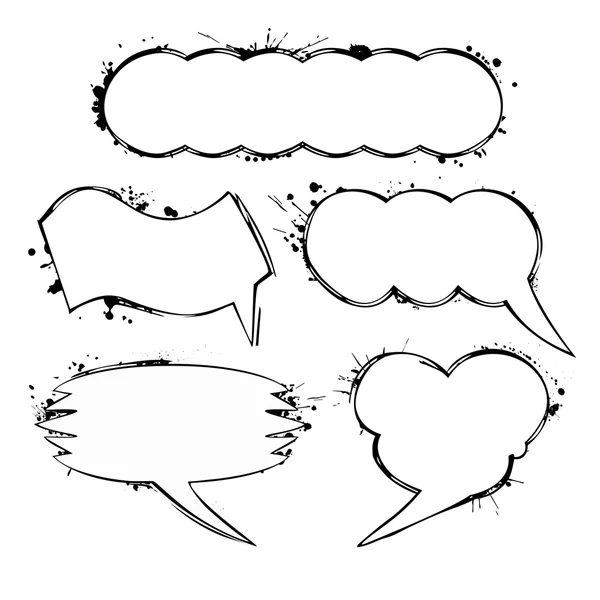 Set of vector chat ink grunge bubbles — Stock Vector