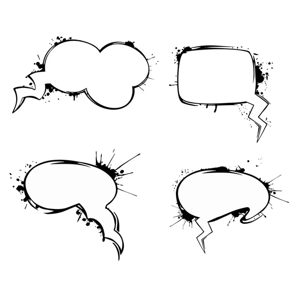 Set of vector chat ink grunge bubbles — Stock Vector