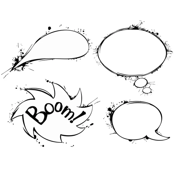 Set of vector chat ink grunge bubbles — Stock Vector