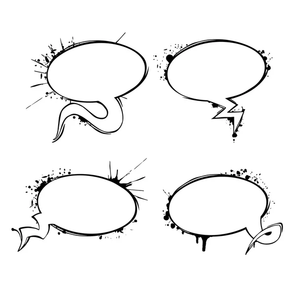 Set of vector chat ink grunge bubbles — Stock Vector