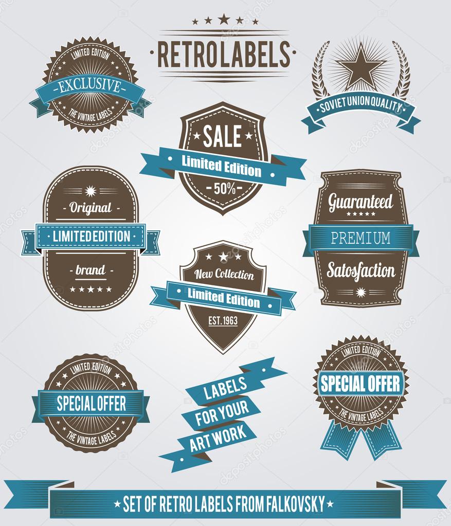 Set of vintage retro labels, calligraphic elements