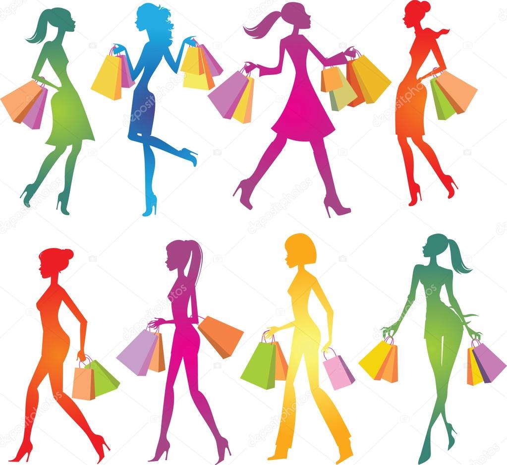 Shopping girls silhouettes