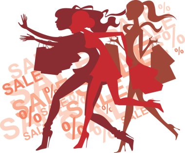 çılgın alışveriş kız silhouettes
