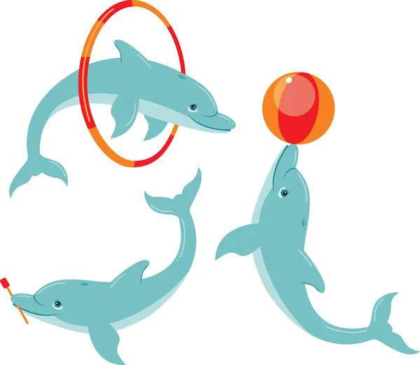 Playful dolphins — Stock Vector