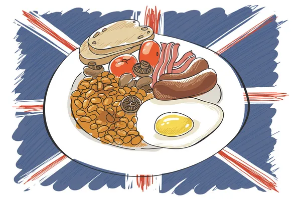 Volledig Engels ontbijt — Stockvector